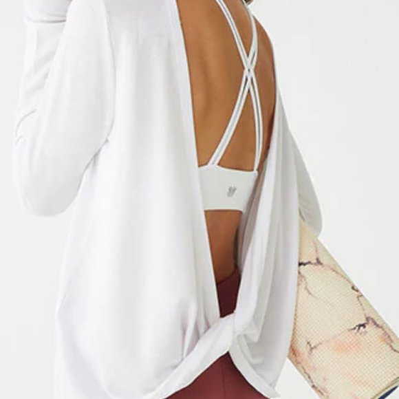 Open-Back Heathered White Top - Picture 2 of 4